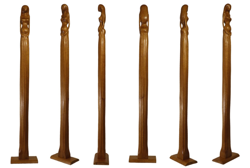 sculpture femme bois contemporain par Claude David "passionnément" en niové