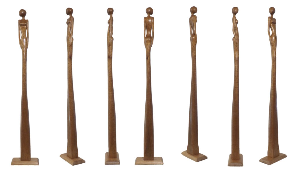 sculpture femme bois contemporain par Claude David "candeur" en niové