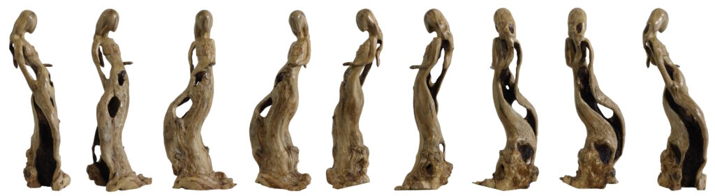 sculpture femme bois contemporain par Claude David "mémoire d'Ô" en buis