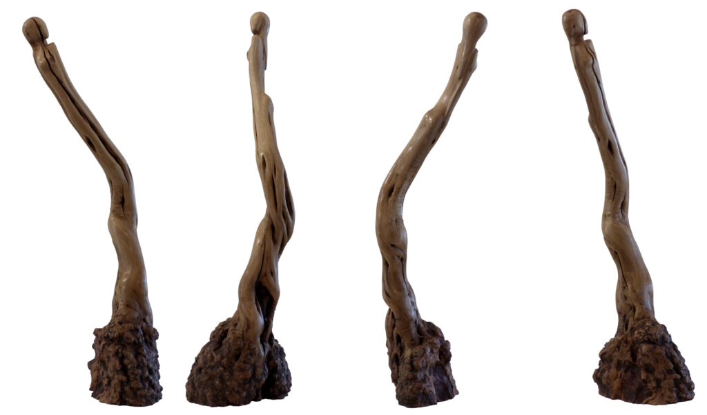 sculpture femme bois contemporain par Claude David "flamenco" en genévrier